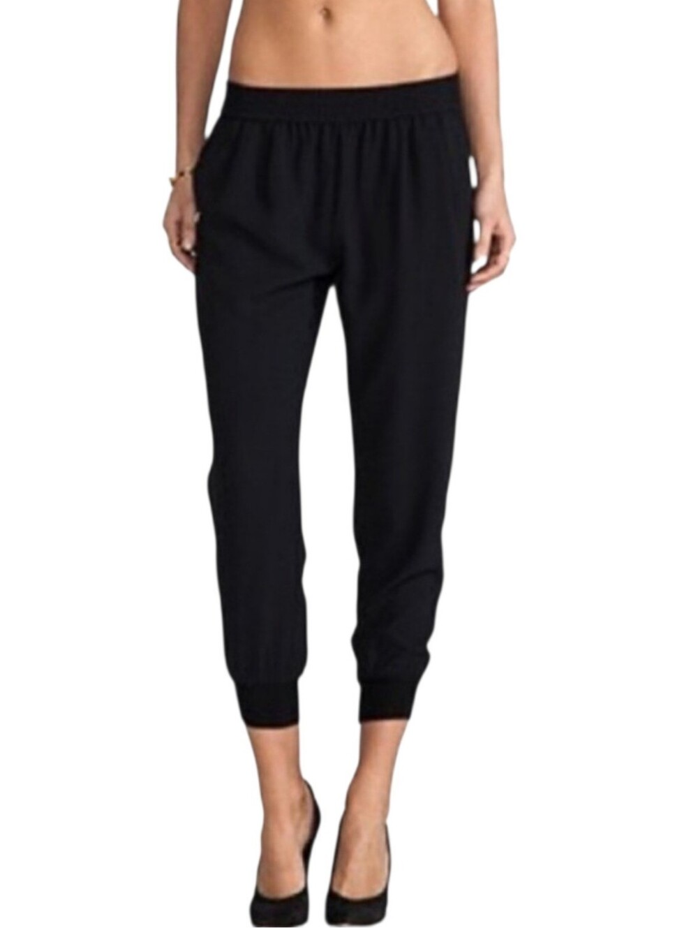 Joie Mariner Black Crepe Jogger Pants Womens Size L